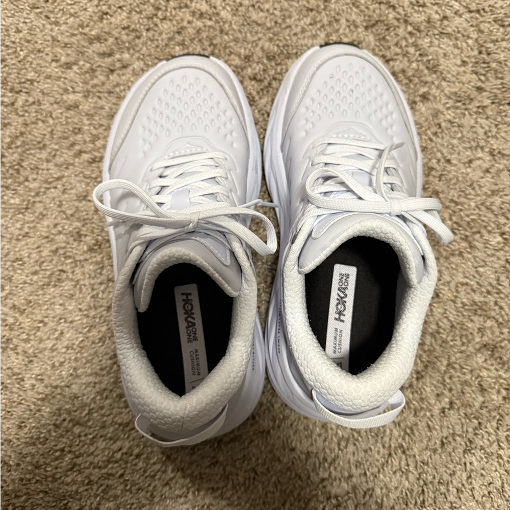 Hoka All-White Athletic Running Sneakers